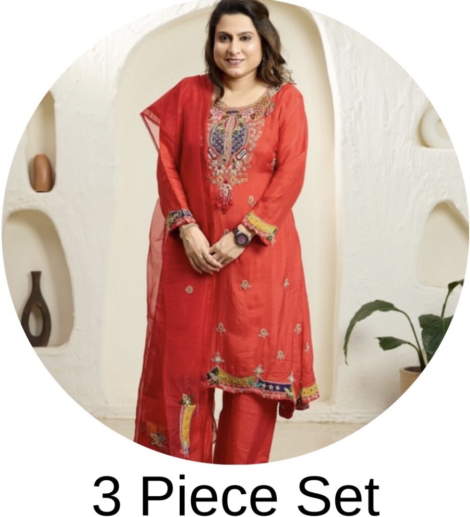 cotton set with side pleats blue & white