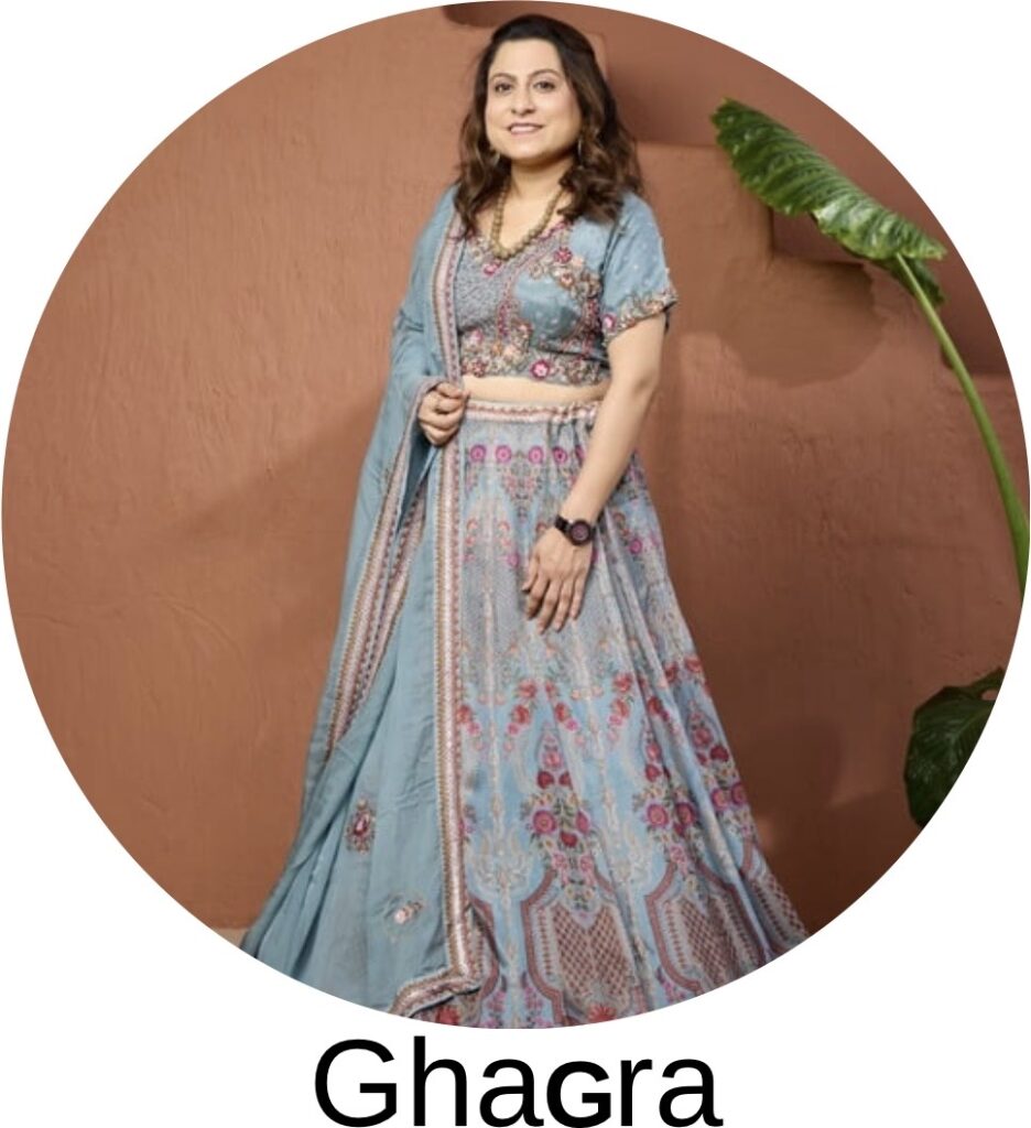 cotton set with side pleats blue & white