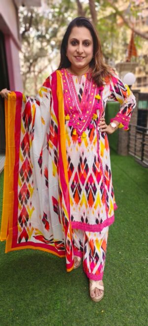 crepe digital printed suit blue (copy)